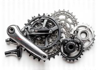 Group of bicycle components like gears and derailleurs