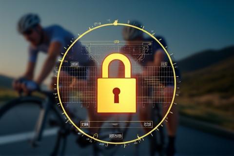 Padlock icon over cycling content representing exclusive access