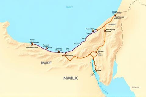 Map of UAE cycling routes highlighting popular trails and roads